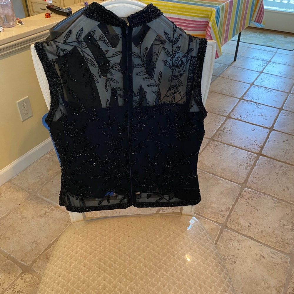 Black Sheer Embroidered Sleeveless Top